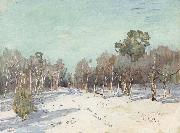 Levitan, Isaak Garden in the snow Sweden oil painting artist